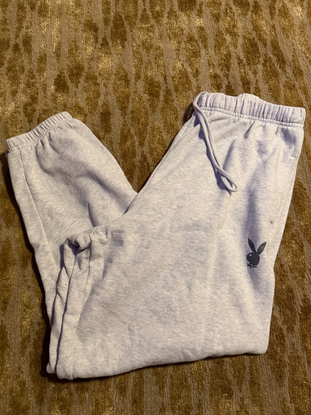 PLAYBOY Light Gray Women’s Drawstring Sweatpants with Bunny Logo